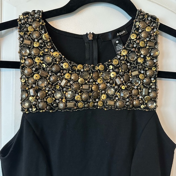 Aqua Elegant Black and Gold Women's Dress, size S - Picture 4 of 4